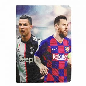 کیف کلاسوری طرح مسی و رونالدو / تبلت اپل ipad 5، 6، 7، 8