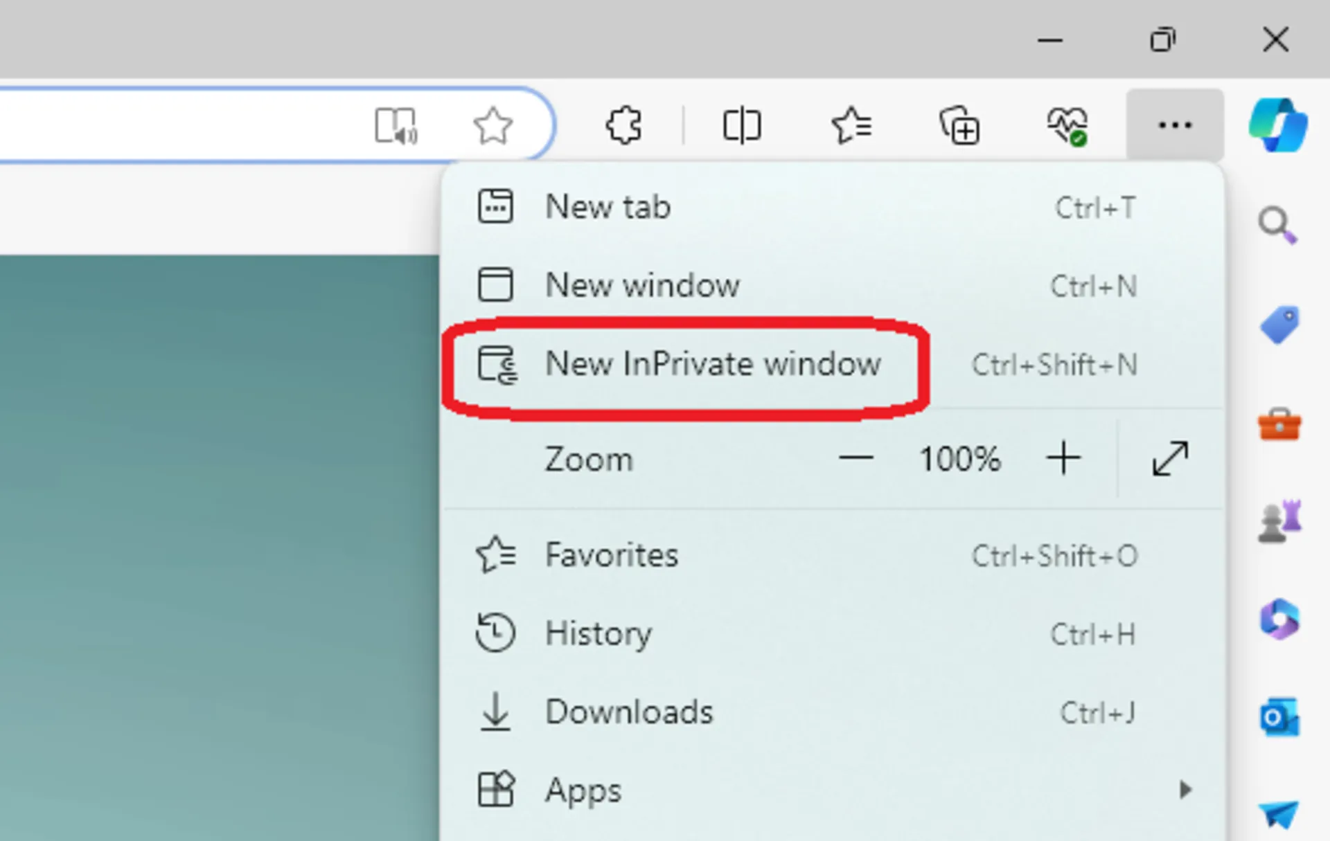حالت ناشناس مرورگر microsoft edge